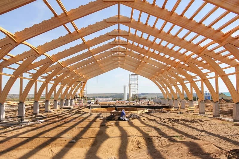 Timber structure under construction